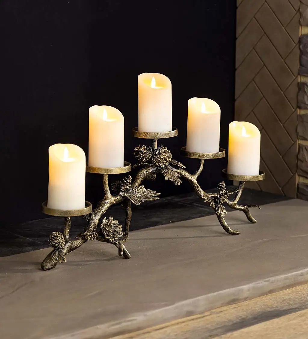 Pine Cone Fireplace Candelabra
